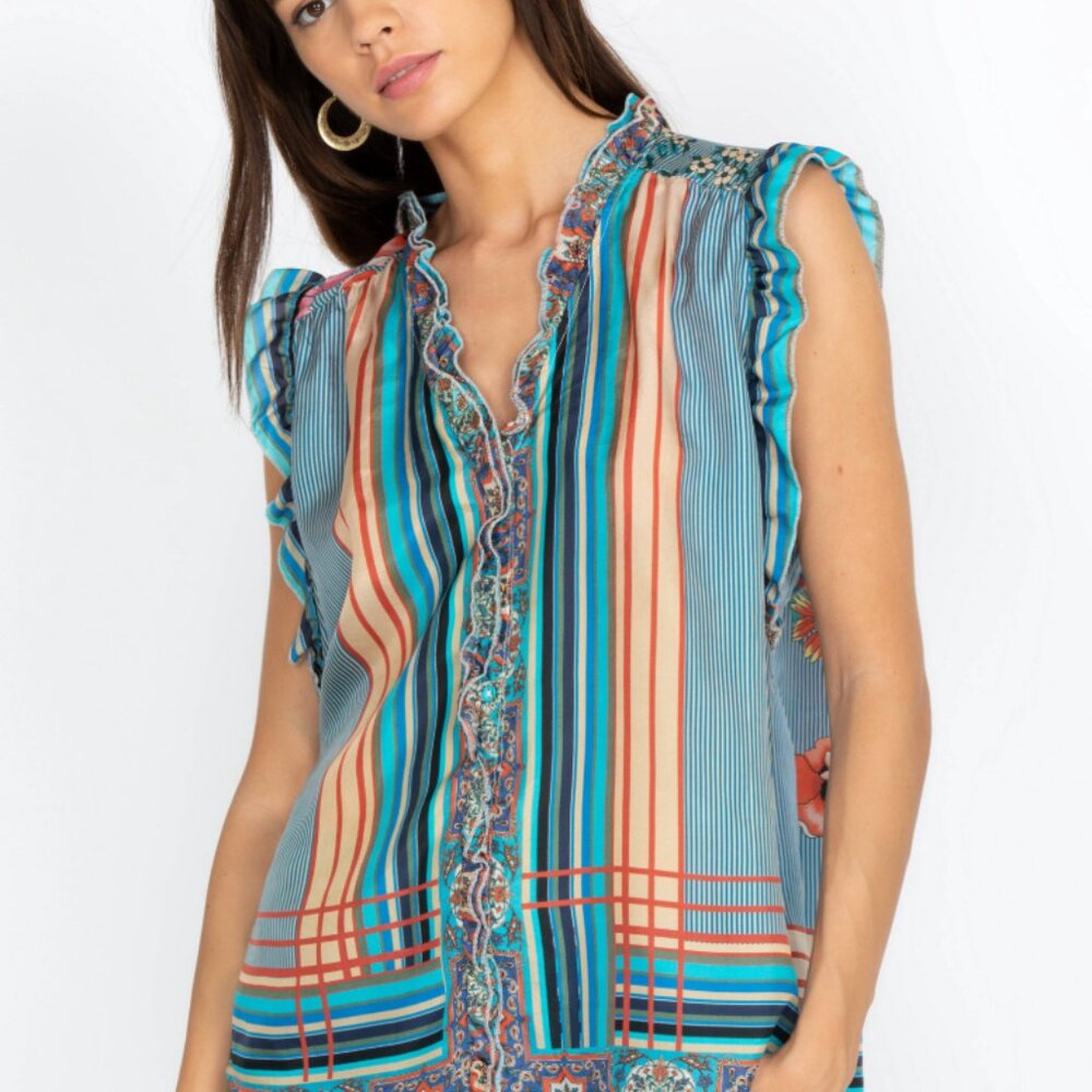 Johnny Was Size M Silk Hunter Ophelia Blouse